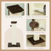 PawHut 32" Tall Cat Scratching Post for Indoor Cats and Kittens, Sisal Cat Scratcher with Hanging Ball Soft Plush, Brown(m-5)