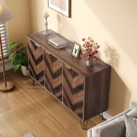 Unique Three-Door Sideboard with Adjustable Shelves, Sturdy and Stable Construction, Easy Assembly, 47" L x 14" W x 29.5" H, Natural(m-7)