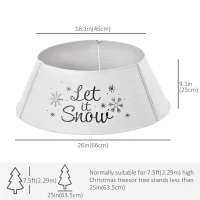 HOMCOM Metal Christmas Tree Collar, 26 Inch Round Christmas Tree Ring for Home Holiday Decoration, White(m-3)
