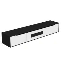 High-Gloss TV Stand with Customizable LED Lighting and Versatile Mounting Options, Modern Design, 71" L x 12" W x 12" H, Black+White(m-9)