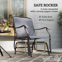 Outsunny 3 Piece Outdoor Glider Chair with Coffee Table Bistro Set, 2 Patio Rocking Swing Chairs with Breathable Sling Fabric, Glass Tabletop, for Backyard, Garden and Porch, Gray(m-6)