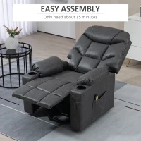 HOMCOM Lift Chair for Elderly, PU Leather Electric Recliner Chair with Quick Assembly, Remote, Cup Holders, Side Pockets, Grey(m-6)