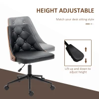 HOMCOM Office Chair, PU Leather Desk Chair with 360 Degree Swivel Wheels, Adjustable Height, Tilt Function, Black(m-4)