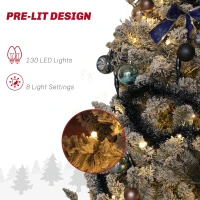 HOMCOM 5ft Prelit Artificial Christmas Tree with Blue Ornaments, Flocked Christmas Tree with LED Lights for Holiday(m-5)