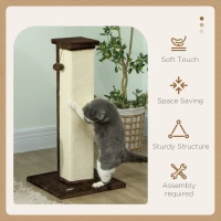PawHut 32" Tall Cat Scratching Post for Indoor Cats and Kittens, Sisal Cat Scratcher with Hanging Ball Soft Plush, Brown(m-4)
