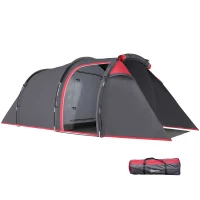 Outsunny Pop Up Camping Tent for 2-3 Person Tent with Screen Room Zippered Doors Carry Bag for Fishing Hiking Dark Grey(m-11)