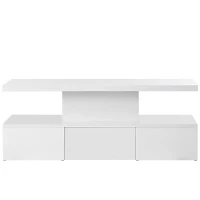 Modern High-Gloss Coffee Table with Hidden Drawer, Particle Board Construction, Modern Design, Easy to Install, 39.5" L x 19.5" W x 15.5" H, White(m-2)