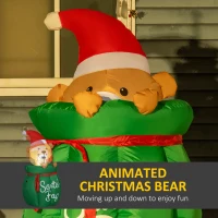 HOMCOM Inflatable Bear Up and Down Telescopic with Santa's Hat for Christmas Decoration(m-4)
