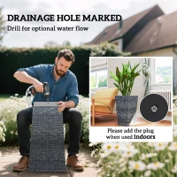 Outsunny Set of 3 Tall Plant Stand, Outdoor & Indoor Flower Pot Set for Front Door, Entryway, Patio and Deck, Mixed Grey(m-5)