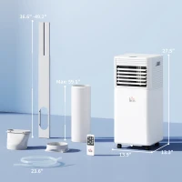 HOMCOM 10000 BTU Mobile Air Conditioner for Cooling and Dehumidifying, Remote Control, 24H Timer, LED Display, White(m-3)