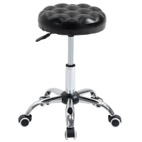 HOMCOM Rolling Swivel Padded Salon Stool with Adjustable Height Wheeled Tattoo Massage Chair Beauty SPA Bar Seat with Thick Padded Black(m-11)