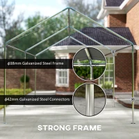 Outsunny 9.6' x 19.5' Carport Heavy Duty Galvanized Car Canopy w/ Included Anchor Kit, 3 Reinforced Steel Cables, Gray(m-5)