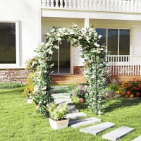 Outsunny Steel Garden Arch, 7.5' Garden Arbor Trellis for Climbing Plants, Roses, Wedding Arch for Outdoor Bridal Party, Ceremony(m-10)
