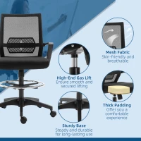 Vinsetto Tall Office Chair, Drafting Chair, Standing Desk Chair with Tilt Function, Adjustable Height and Footrest Ring, Black(m-9)