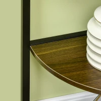 HOMCOM 6-Tier Corner Shelf, Corner Bookshelf with Metal Frame, for Living Room, Bedroom, Kitchen, Dark Brown(m-9)