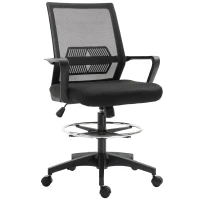 Vinsetto Tall Office Chair, Drafting Chair, Standing Desk Chair with Tilt Function, Adjustable Height and Footrest Ring, Black(m-2)