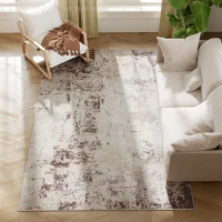 HOMCOM Machine Washable Area Rug 5x7, Non-Slip Modern Abstract Floor Carpet for Living Room, Bedroom, Dining Room, Mixed-Brown(m-12)