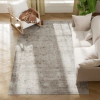 HOMCOM Machine Washable Area Rug 5x7, Non-Slip Traditional Floor Carpet for Living Room, Bedroom, Light Mixed-Brown(m-12)