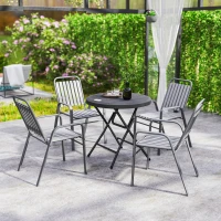 Outsunny Foldable Round Patio Table for 4, Outdoor Dining Table with HDPE Tabletop and Steel Frame, Dark Grey(m-9)