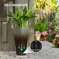 Outsunny Tall Planters for Outdoor Plants Set of 3, 28 In Taper Planters with Drainage Holes, Indoor Grande Plant Pots, Front Porch Decor, Grey(m-5)
