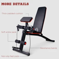 Soozier Foldable Press Bench Adjustable Dumbbell, Weight Training Bench Exercises Gym Chair, Black & Red(m-9)