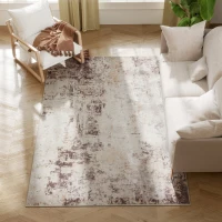 HOMCOM Machine Washable Area Rug 4x6, Non-Slip Modern Abstract Floor Carpet for Living Room, Bedroom, Dining Room, Mixed-Brown(m-12)
