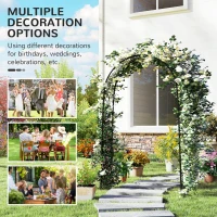 Outsunny Steel Garden Arch, 7.5' Garden Arbor Trellis for Climbing Plants, Roses, Wedding Arch for Outdoor Bridal Party, Ceremony(m-6)