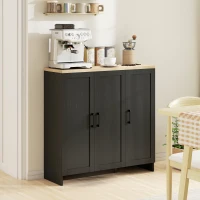 HOMCOM Small Dining Room Sideboard with 3 Doors Adjustable Shelves for Dining Black(m-8)