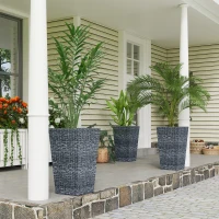 Outsunny Set of 3 Tall Plant Stand, Outdoor & Indoor Flower Pot Set for Front Door, Entryway, Patio and Deck, Mixed Grey(m-1)