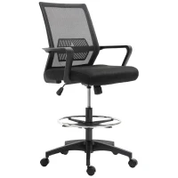 Vinsetto Tall Office Chair, Drafting Chair, Standing Desk Chair with Tilt Function, Adjustable Height and Footrest Ring, Black(m-11)