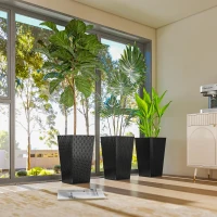 Outsunny Set of 3 Tall Plant Stand, Outdoor & Indoor Flower Pot Set for Front Door, Entryway, Patio and Deck, Black(m-9)