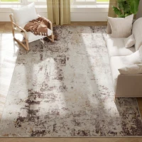 HOMCOM Machine Washable Area Rug 8x10, Non-Slip Modern Abstract Floor Carpet for Living Room, Bedroom, Dining Room, Mixed-Brown(m-12)