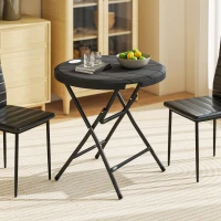 Outsunny Foldable Round Patio Table for 4, Outdoor Dining Table with HDPE Tabletop and Steel Frame, Dark Grey(m-7)