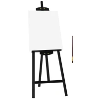 HOMCOM 55" Pine Wood Painting Easel Stand, Adjustable Folding Art Easel, Tilts up to 75° for Adults, Begginners and Students, Black(m-2)