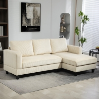 HOMCOM L Shaped Couch, L Shape Sofa with Chaise Lounge and Spring Cushion for Living Room, Bedroom, Beige