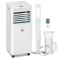 HOMCOM 10000 BTU Mobile Air Conditioner for Cooling and Dehumidifying, Remote Control, 24H Timer, LED Display, White