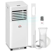 HOMCOM 10000 BTU Mobile Air Conditioner for Cooling and Dehumidifying, Remote Control, 24H Timer, LED Display, White(m-1)