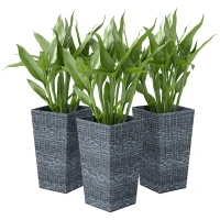Outsunny Set of 3 Tall Plant Stand, Outdoor & Indoor Flower Pot Set for Front Door, Entryway, Patio and Deck, Mixed Grey(m-2)