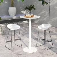 HOMCOM Round Bar Table for 2, Modern Pub Table with Steel Frame, Easy Assembly for Small Space Home Bar Cocktail Bistro, White(m-9)