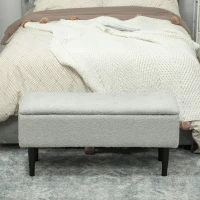 HOMCOM Modern Storage Bench, Ottoman with Storage and Lamb's Wool Upholstery for Living Room, Bedroom, Grey(m-9)