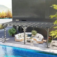 Outsunny 12' x 20' Outdoor Pergola, Wood Gazebo Grape Trellis with Stable Structure for Climbing Plant Support, Gray(m-7)