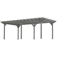Outsunny 12' x 20' Outdoor Pergola, Wood Gazebo Grape Trellis with Stable Structure for Climbing Plant Support, Gray(m-1)
