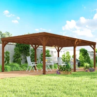 Outsunny 12' x 20' Outdoor Wooden Pergola, Grape Vine Gazebo with Concrete Anchors for Garden, Patio, Backyard, Deck, Brown(m-11)