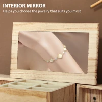 HOMCOM 4-Tier Wooden Jewelry Box for Women, Jewelry Organizer with Mirror and 2 Drawers for Rings Earrings Necklaces, Brown(m-5)