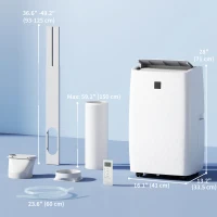 HOMCOM 14000 BTU Portable Air Conditioner, AC Unit with Cool, Dehumidifier, Fan, 700 Sq. ft, 24H Timer On Off, Window Kit(m-3)