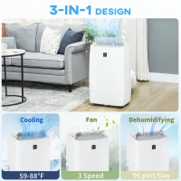 HOMCOM 12000 BTU Portable Air Conditioner, AC Unit with Cool, Dehumidifier, Fan, 550 Sq. ft, 24H Timer On Off, Window Kit(m-4)