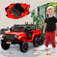 Qaba 12V 4x4 Kids Electric Car w/ 2WD/4WD Switchable, Remote Control, Spring Suspension System, Back Trailer, Red(m-3)