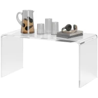 HOMCOM 0.6" Thick Acrylic Coffee Table, 32" Long Rectangle Waterfall Coffee Table, Clear(m-11)
