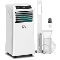 HOMCOM 8000BTU Mobile Portable Air Conditioner with Cooling, Dehumidifier, 2 Speed Fans, 24-Hour Timer for Bedroom, White(m-11)