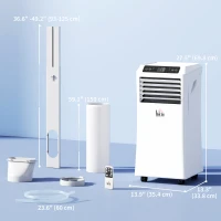HOMCOM 8000BTU Mobile Portable Air Conditioner with Cooling, Dehumidifier, 2 Speed Fans, 24-Hour Timer for Bedroom, White(m-3)